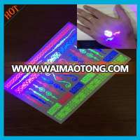 bling UV fluorescent glow tattoo body sticker wholesaler temporary tattoo